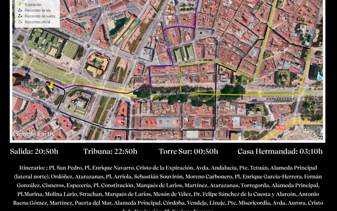 HORARIO E ITINERARIO DEL MIÉRCOLES SANTO