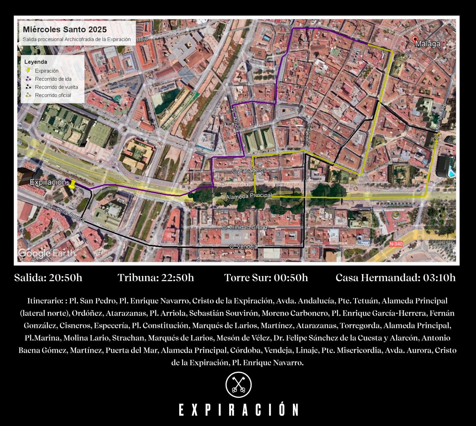 HORARIO E ITINERARIO DEL MIÉRCOLES SANTO
