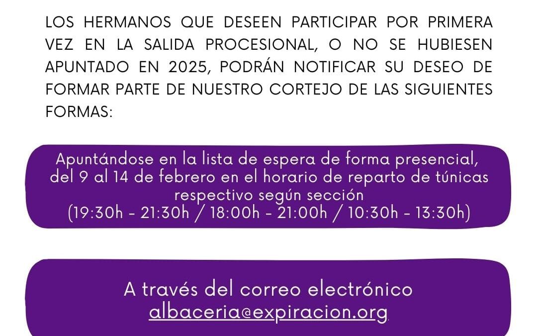 INFORMACIÓN PARA NUEVOS NAZARENOS